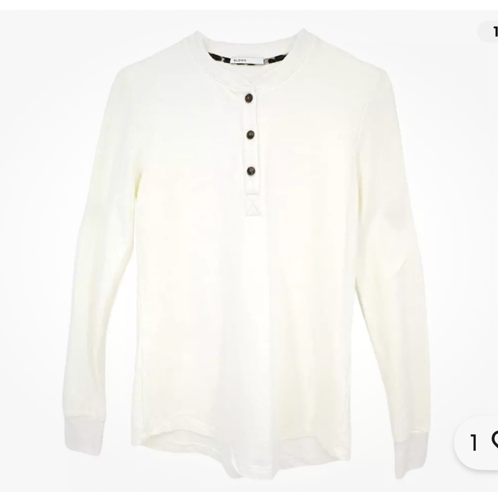 Baldwin Pacific White Long Sleeve Henley Shirt size small